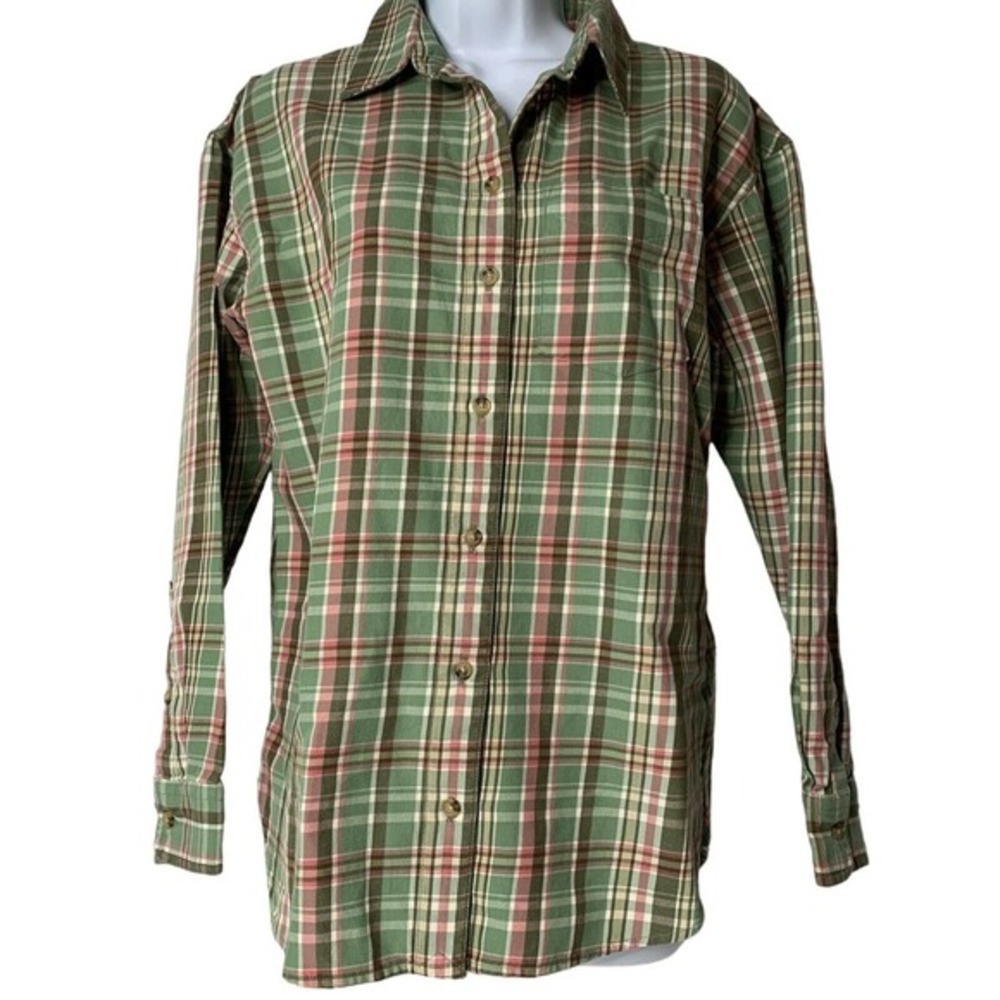 Lauren Ralph Lauren Plaid Button Down Shirt Green Pink Brown Long Sleeve Size‎ S